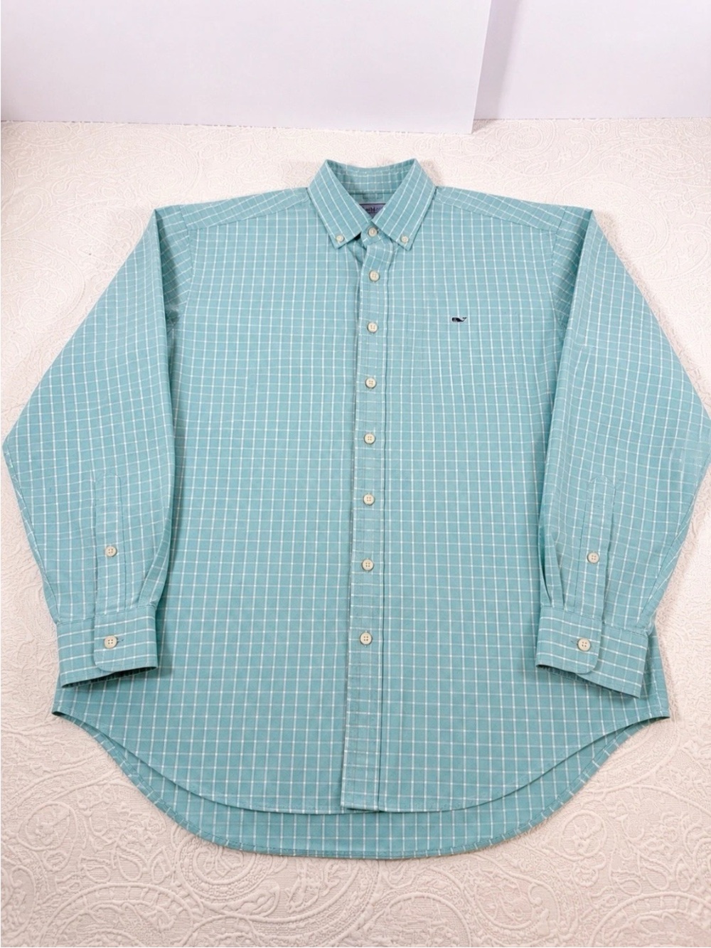 Vineyard Vines Teal Windowpane Button-Down Shirt